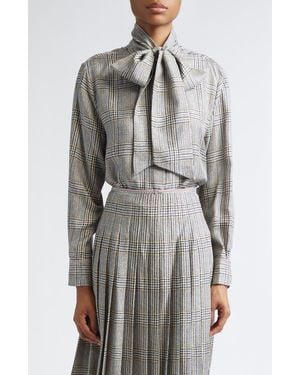 Thom Browne Pow Hunting Bow Silk Tweed Button-Up Shirt - Gray