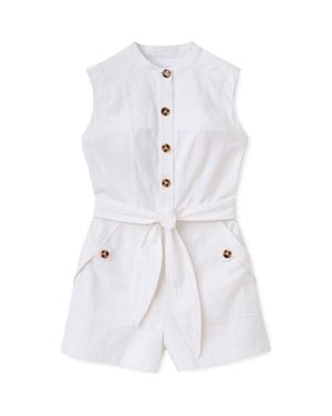 Cartolina Nantucket Rachel Linen Romper - White
