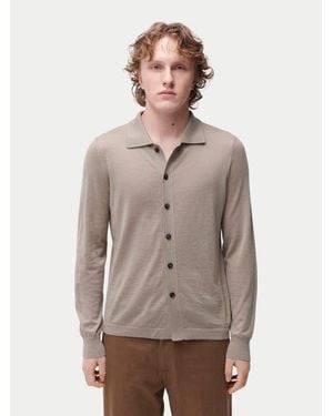 GOBI Mongolian Cashmere Cashmere Silk Polo-Neck Cardigan - Gray