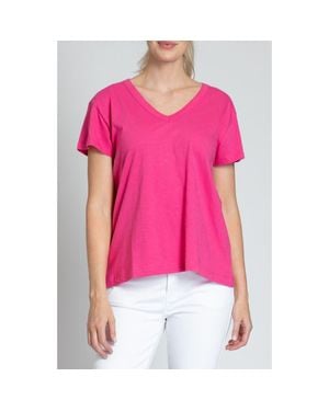 Apny V-Neck High-Low T-Shirt - Pink