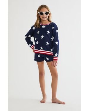 Beach Riot Kids' Little Callie Cotton Sweater - Blue
