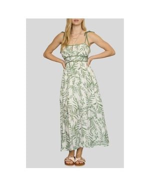 Blu Pepper Print Tie Straps Maxi Dress - Green