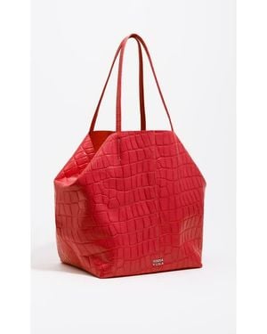 Bimba Y Lola Mock Croc Large Leather Shopper Bag - Red
