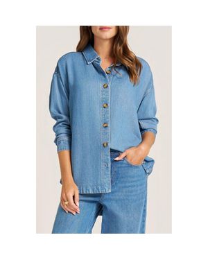 Matty M Peak View Relaxed Fit Button-Up Shirt - Blue