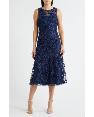 Sam Edelman Floral Appliqué Cocktail Dress - Blue