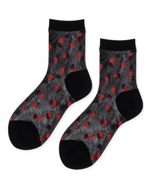 Hansel From Basel Baby Strawberry Sheer Crew Socks - Black