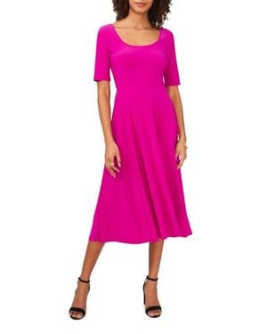 Chaus Elbow Sleeve Fit & Flare Knit Midi Dress - Pink