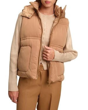 DELUC Travis Quilted Hooded Puffer Vest - Brown