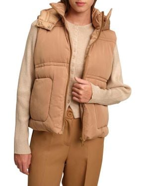 DELUC Travis Quilted Hooded Puffer Vest - Brown
