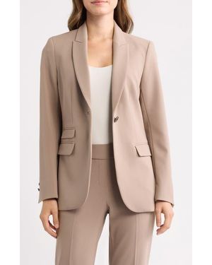 Anne Klein Triple Pocket One-Button Blazer - Natural