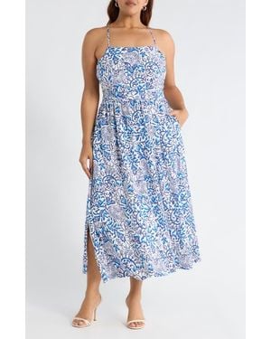 Sugarlips Mize Floral Mavis Crisscross Midi Dress - Blue