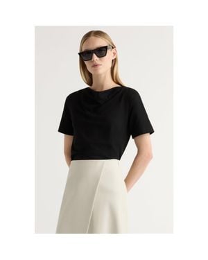 MODERN CITIZEN Kendra Organic Cotton Cowl-Neck Tee - Black