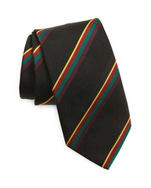 Drake's Regimental Stripe Silk Tie - Black