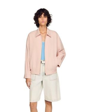 Sandro Cotton And Linen Jacket - Pink