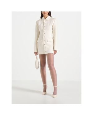 Manière De Voir Amelie Cinch Button Up Blazer Dress - White