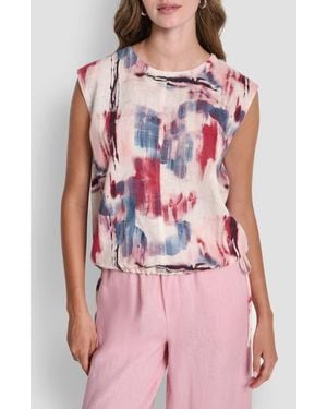 DKNY Straight Leg Linen Pants - Red