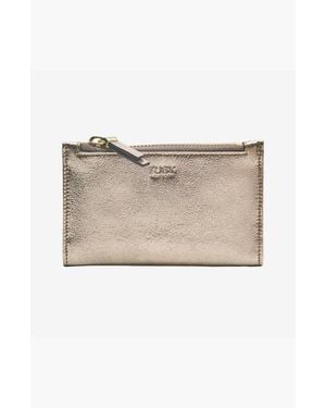 Tusk Jen Slim Card Case With Zip Coin Pocket - Natural