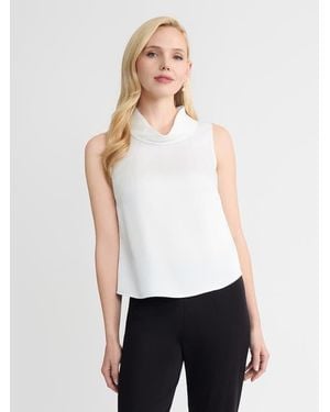 Misook Pearlescence Crepe De Chine Blouse - White