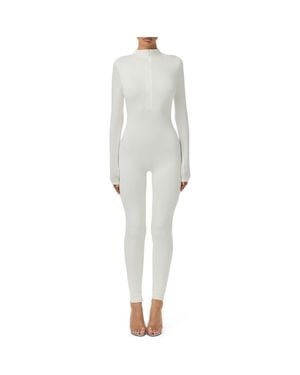 Naked Wardrobe Quarter Zip Jumpsuit - Gray