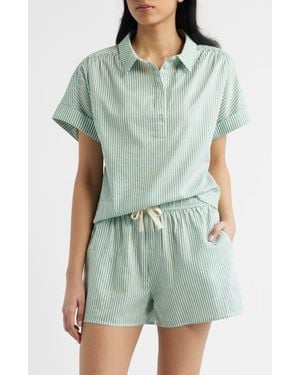 Bernardo Stripe Popover Top - Green