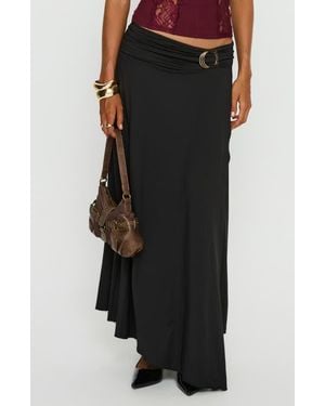 Princess Polly Nola Hardware Detail Cotton Blend Maxi Skirt - Black