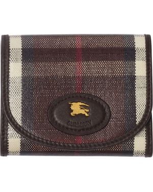 Burberry Highlands Check Coated Canvas Compact Wallet - Brown