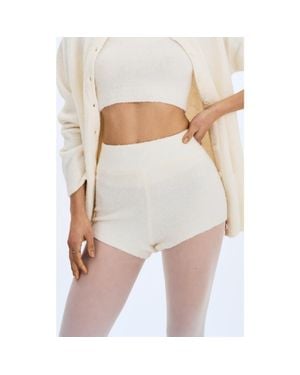 Miss Circle Sera Wool-Blend Ribbed Knit Mini Shorts - White