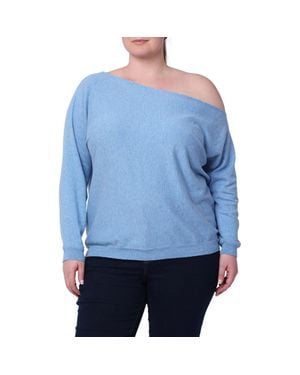 Minnie Rose One-Shoulder Cotton & Cashmere Sweater - Blue