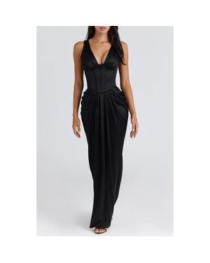 House Of Cb Angeline Strapless Satin Corset Gown - Black