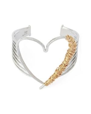Robert Lee Morris Wire Wrap Heart Cuff Bracelet - White