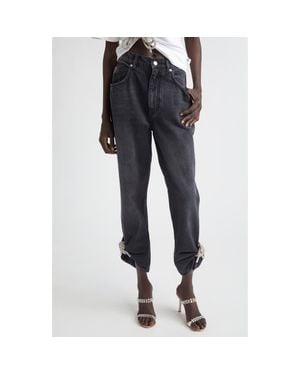 Area Crystal Knot Straight Leg Jeans - Blue