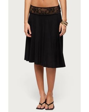 Edikted Winonah Lace Waistband A-Line Skirt - Black