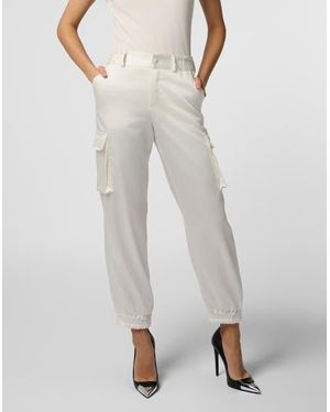Philipp Plein Satin Cargo Fit Drawstring Pants - Gray