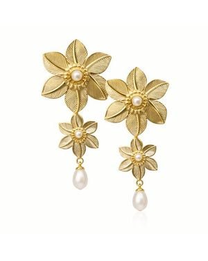 ADIBA Magnolia Bloom Drop Earring - Metallic