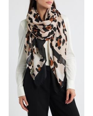 Tasha Leopard Print Scarf - Black