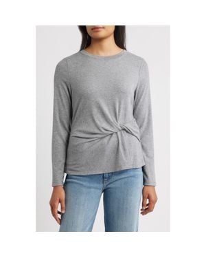 Wit & Wisdom Twist Front T-Shirt - Gray
