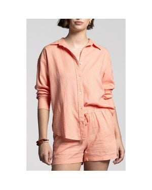 WEEKEND LOS ANGELES Maxime Linen Blend Button-Up Shirt - Pink