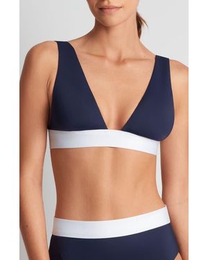 Ralph Lauren Banded Modern V-Neck Bikini Top - Blue