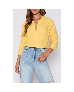 Vici Collection Chill Cotton Gauze Button-Up Shirt - Blue