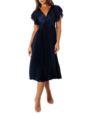Petal & Pup Nova Flutter Sleeve Midi Dress - Blue