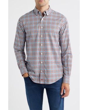 Johnnie-o Hartwick Plaid Nylon Blend Button-Down Shirt - Blue