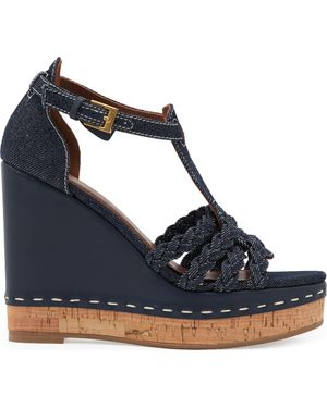 Reiss Frances Braided Wedge Ankle Strap Sandal - Blue