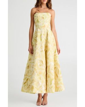 HELSI Vivian Sequin Floral Strapless Gown - Yellow