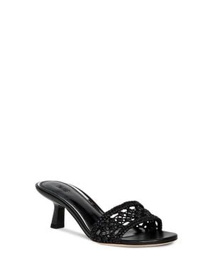 PAIGE Fallyn Woven Kitten Heel Slide Sandal - Black