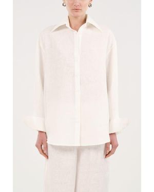 Nocturne Oversized Linen Button Up Shirt - White