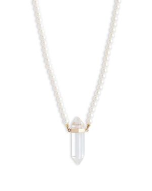 POPPY FINCH Quartz Pendant Cultured Pearl Necklace - White