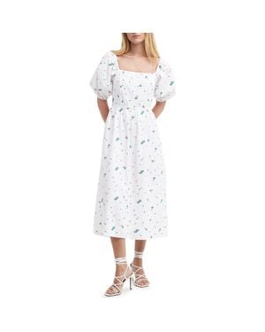 Barbour Fairacre Embroidered Floral Cutout Cotton Poplin Midi Dress - White