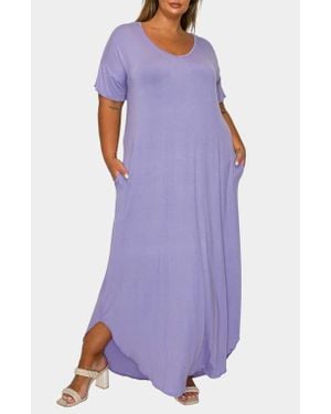L I V D Short Sleeve Jersey Maxi Dress - Purple