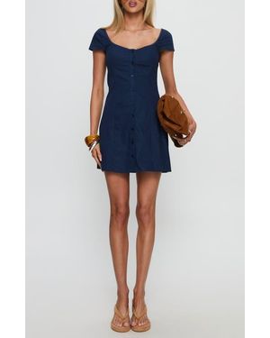 Princess Polly Marisella Scoop Neck Button-Up Minidress - Blue