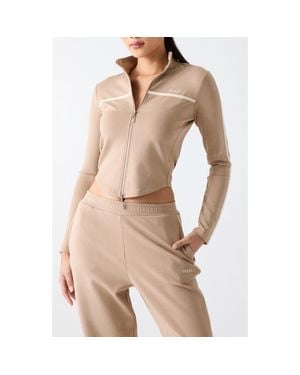 Guess Jasmine Crop Zip Sweatshirt - Natural